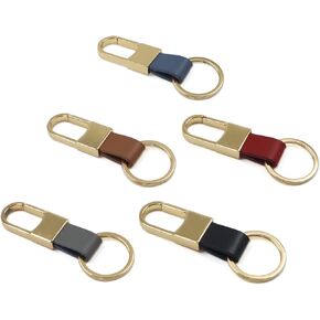 5Pcs Leather Keychain, Keychain Organizer with Key Ring and Belt Clip Carabiner
