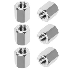 6 Pcs M6 x 1 Pitch 25mm Length Hex Coupling Nut, 10mm Width Stainless Steel Nuts Connector Nut, Rod Coupling Nuts Hexagon Nut Threaded Coupling Nut Replacement (Metric)