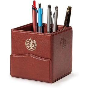 Vintage Pencil Holders,Pen Cup PU Leather Pencil Cup, Faux leather Pen Pots-Classic Brown(Square)