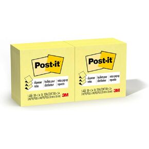 Post-it Dispenser Pop-up Notes, 3 in x 3 in, Canary Yellow, 100 Count (Pack of 12)