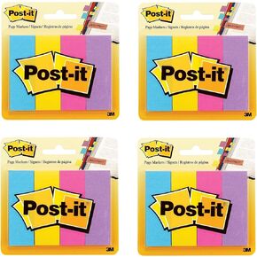 Post-it Page Markers, Assorted Ultra Colors, 1 x 3-Inches, 50-Sheets/Pad, 4-Pads/Pack (4)