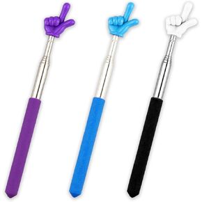 3 Pcs Telescopic Teachers Pointer, Mini Hand Pointer Stick Talking Stick, Retractable Pointer Finger for Elementary School Kindergarten Teacher, Classroom Supplies