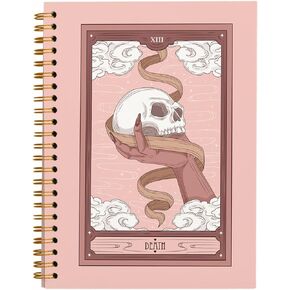 Skeleton Pink Gothic Notebooks,Goth Journal Notebook for Women Work Office School Student Teacher,Hardcover Spiral Notebook 5.5x8.3