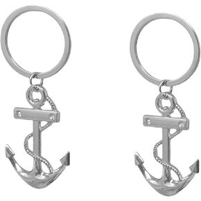 Honbay 2PCS Metal Anchor Keychains Rhinestone Nautical Key Rings Keyfob in A Box for Bag Purse Wallet Cellphone or Car Pendant