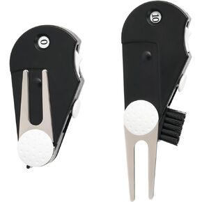 Metal and Foldable Golf Divot Tool - 5-in-1 Premium with Golf Ball Marker - Golf Gifts for Men - Accessories for Women,Golf Divot Tool