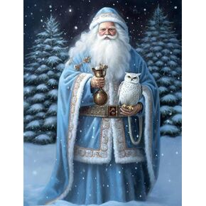 pigpigboss Santa Claus Diamond Painting Kit Full Round Christmas Santa Claus with Eagle Diamond Dots Arts Crafts Snow Tree Diamond Painting for Christmas Decor (12 X 16 Inches)