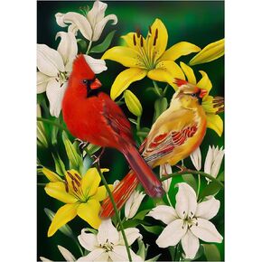 NAIMOER Birds Diamond Art Kits for Adults, Flowers Diamond Art Kits Round Full Drill Diamond Art Bird Diamond Art Kits Flowers Picture Arts Craft for Home Wall Art Decor 11.8x15.8 inch