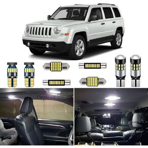 6 Piece CANBUS LED Interior Light Kit for Jeep Patriot 2007 2008 2009 2010 2011 2012 2013 2014 2015 2016 2017 Super Bright 6000K White Interior LED Bulbs Package + Install Tool