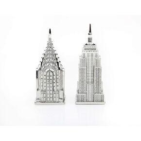 Godinger Empire State and Chrysler Building Salt and Pepper Shakers, Red