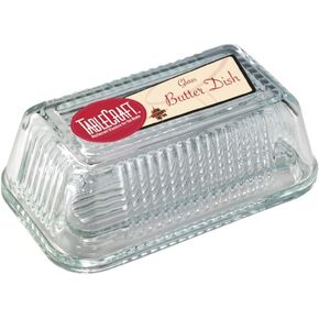 Tablecraft Ribbed Glass Butter Dish
