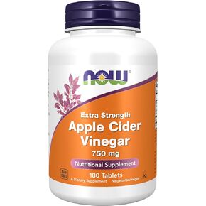 NOW Supplements, Apple Cider Vinegar 750 mg, from Fermentation of Sweet Apple Cider, Extra Strength, 180 Tablets