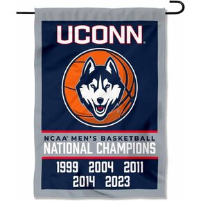 Connecticut Huskies UCONN 5 Time College Basketball National Champions Double Sided Garden Banner Flag