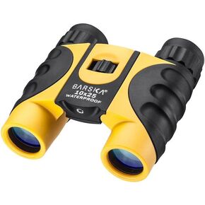 Barska Optics, Colorado Waterproof Compact Binoculars, 10x25mm, Porro Prism, Blue Lens, Yellow, Clam Package