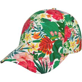 Hawaiian Floral Flower Baseball Cap for Men Women Adjustable Trucker Hat for Running Sports Hiking Beach