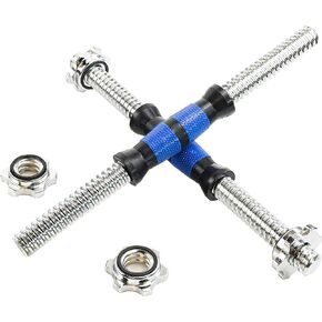 Threaded Dumbbell blue Durable Rubber Handles/Adjustable Dumbbell Bar Handles 32/35/40cm(12.6/14.2/15.7Inch) - Fit 1 inch Standard Weight Plate Weightlifting Accessories - Sold in Pair