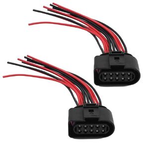 2Pcs Light Wiring Pigtail Connector Plug 1J0973735 10pin Replacement for VW Bettle Bora Jetta Golf Passat A3 A4/S4 A5/S5 A6/S6 A8 Q3/Q5/Q7/TT Replacement for Seat Replacement for Skoda