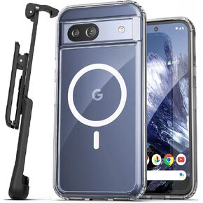 Encased Belt Case for Google Pixel 8a, Magnetic Clear Cover with Holster Clip - Compatible with MagSafe (2024 Release)