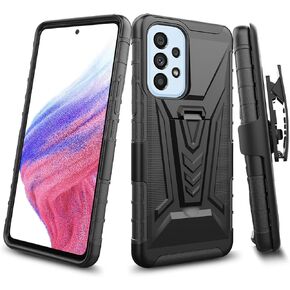 for Samsung Galaxy A23 5G (SM-A236) - Shockproof Phone Case w/Belt Clip Holster - VX Black