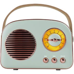 Retro Bluetooth Speaker,Vintage Gifts for Men and Women,Room Decor,Portable Small FM Radio Wireless Bluetooth Speaker,Cute Style for Office Home Kitchen Desk,Support USB/TF Card/AUX (Dark Green)