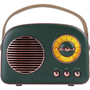 Retro Bluetooth Speaker,Vintage Gifts for Men and Women,Room Decor,Portable Small FM Radio Wireless Bluetooth Speaker,Cute Style for Office Home Kitchen Desk,Support USB/TF Card/AUX (Dark Green)