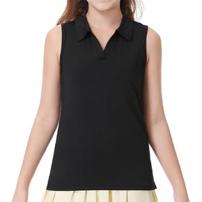 ANIVIVO Girls' Polo Shirts Sleeveless Kids Golf Tennis Shirts V Neck Athletic Tank Tops Lightweight Quick Dry
