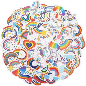 100 Pack Rainbow Stickers, Rainbow Party Favors, Birthday Decorations