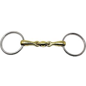 ProRider SS Loose O-Ring Dog Bone Snaffle Pony Horse Bit 6" Brass Mouth Equine 35521E