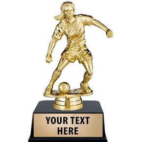 Crown Awards Soccer Trophies with Custom Engraving, 6" Personalized Girls Soccer Dribbler Trophy On Black Base Prime