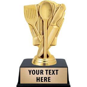 Crown Awards Cooking Trophies with Custom Engraving, 6" Personalized Gold Chef Hat Cooking Competition Trophy On Black Base Prime
