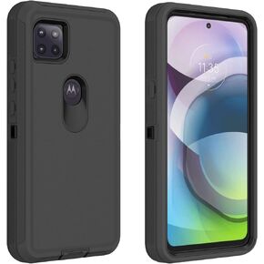 for Motorola Moto One 5G Ace Case, Defender Case Soft TPU Hard PC Heavy Duty Shockproof Dustproof 3 in 1 Phone Cover for Moto One 5G Ace 2021 (Black)