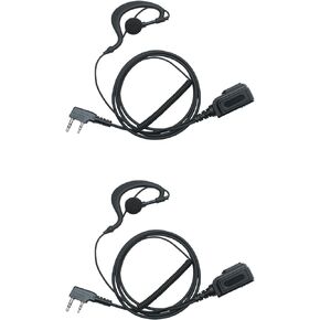 G Shape Earpiece Walkie Talkie Headset with Mic PTT for Baofeng BF-F8HP BF-888S UV-5R 5R Kenwood TK-208 TK-360G TK3230 TK-3160 Puxing Quansheng Wouxun Two Way Radio 2Pack
