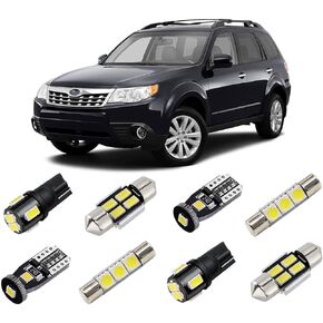 White Interior LED Lights Kit for Subaru Forester 2003 2004 2005 2006 2007 2008 2009 2010 2011 2012 2013 Super Bright 6000K LED Interior Light Package + License Plate Lights and Install Tool