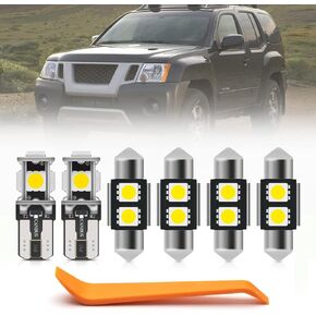 6pcs White Interior LED Lights Bulb Kit for Nissan Xterra 2005 2006 2007 2008 2009 2010 2011 2012 2013 2014 2015 Map Dome Cargo License Plate Light Super Bright 6000K Interior LED Light Bulbs