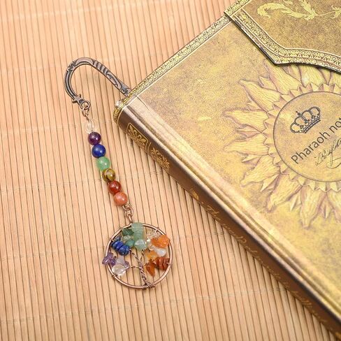 CrystalTears 7 Chakra Crystal Bookmark Vintage Metal Tree Life Bookmarks for Women Student Teacher Graduation Christmas Gift in Saudi Arabia