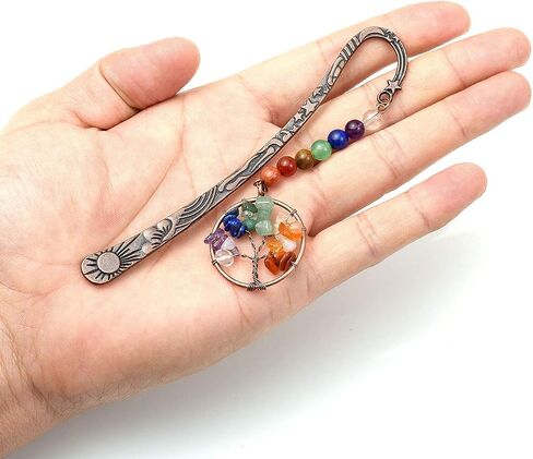 CrystalTears 7 Chakra Crystal Bookmark Vintage Metal Tree Life Bookmarks for Women Student Teacher Graduation Christmas Gift in Saudi Arabia