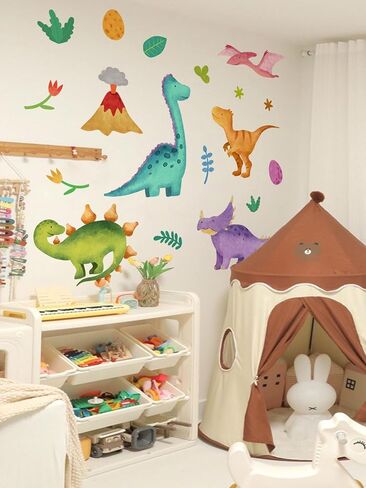 Cute Dinosaur Wall Decals Dino Volcano Leaf Wall Stickers Baby Nursery Boys Bedroom Playroom Wall Decor Gifts for Kids in Saudi Arabia