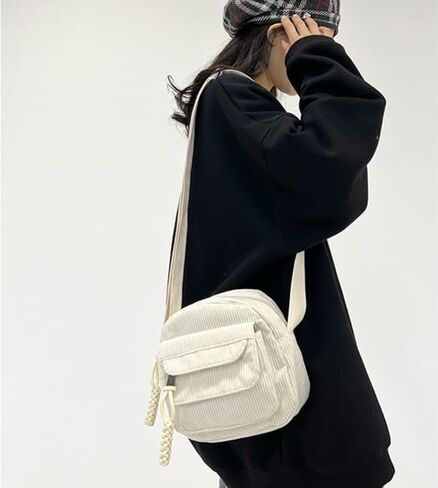 Cute Crossbody Bag Purse for Women, Corduroy Kawaii Shoulder Bag Aesthetic Small Wallet Bag in Saudi Arabia