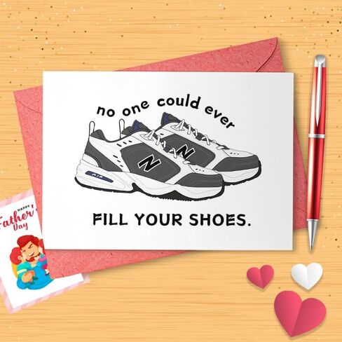 Funny Father's Day Card - Classic Dad Sneakers - No One Could Ever Fill Your Shoes, Watercolor Greeting Cards, Dad Birthday Card, [01844] in Saudi Arabia