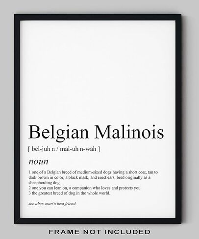هدايا Malinois البلجيكية - طباعة فنية لجدار الكلب غير المؤطرة مقاس 8 × 10 بوصة - هدايا للأم والأب للكلب، هدايا لمحبي الكلاب للرجال والنساء - ديكور حائط بطباعة بسيطة باللونين الأبيض والأسود in Kuwait