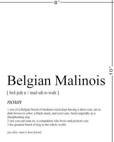 هدايا Malinois البلجيكية - طباعة فنية لجدار الكلب غير المؤطرة مقاس 8 × 10 بوصة - هدايا للأم والأب للكلب، هدايا لمحبي الكلاب للرجال والنساء - ديكور حائط بطباعة بسيطة باللونين الأبيض والأسود in Kuwait