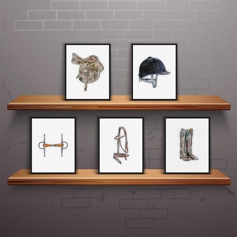English Riding Equipment Watercolor Prints - Set of 5 for Equestrians - Hunters, Hunt Seat, Dressage, Cross Country in Saudi Arabia