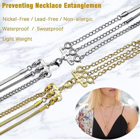 Necklace Layering Clasps Gold and Silver Multi Jewelry Clasps, Seperator Clasps for Layered Look Necklace Connectors for Multiple Necklaces (3 Gold + 2 Gold) in Saudi Arabia