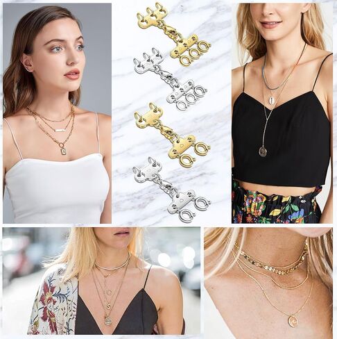 Necklace Layering Clasps Gold and Silver Multi Jewelry Clasps, Seperator Clasps for Layered Look Necklace Connectors for Multiple Necklaces (3 Gold + 2 Gold) in Saudi Arabia