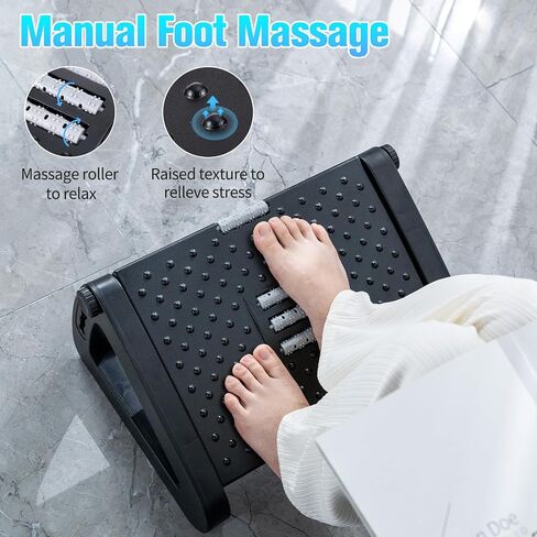 Foot Rest for Under Desk at Work, Foot Stools for Under Office Desk Ergonomic Adjustable Gaming Desk Footrest with 6 Heights, Manual Foot Massage Rollers, Home & Office Use in Saudi Arabia