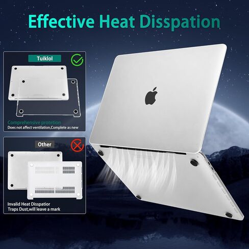 Tuiklol Case for MacBook Pro 13 inch 2022-2020 Release M2 Clip A2338 M1 A2289 A2251,Durable Soft Hard Shell Cases with Keyboard Cover & Dust Plug & OTG Adapter for MacBook Touch Bar Cover,Clear in Saudi Arabia