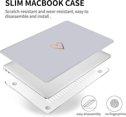 Seorsok متوافق مع حافظة MacBook Air 13 بوصة 2020 2019 2018 إصدار A1932 A2179 M1 A2338 Touch ID، حافظة بلاستيكية صلبة بنمط قلب ذهبي وجذاب مع غطاء لوحة مفاتيح، رمادي in Kuwait