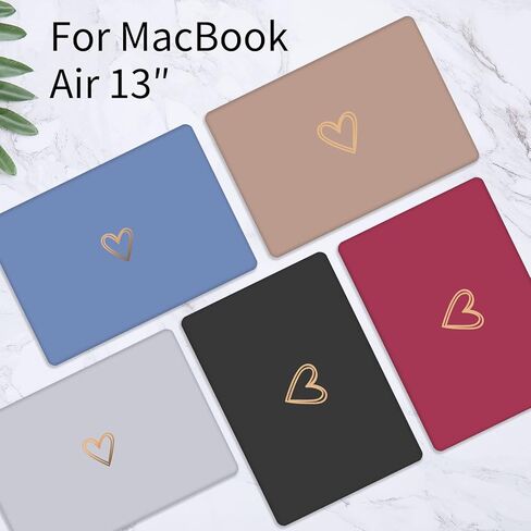 Seorsok متوافق مع حافظة MacBook Air 13 بوصة 2020 2019 2018 إصدار A1932 A2179 M1 A2338 Touch ID، حافظة بلاستيكية صلبة بنمط قلب ذهبي وجذاب مع غطاء لوحة مفاتيح، رمادي in Kuwait