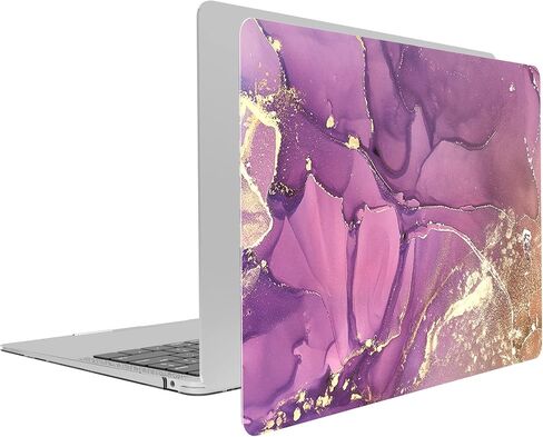 متوافق مع حافظة MacBook Air 13 بوصة إصدار 2020 2019 2018 A2337 M1 A2179 A1932 مع معرف اللمس Retina، وحافظات بلاستيكية صلبة ملونة وغطاء لوحة المفاتيح - أرجواني ذهبي in Saudi Arabia
