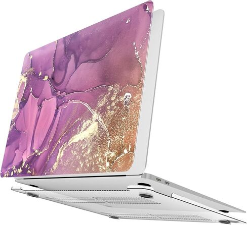 متوافق مع حافظة MacBook Air 13 بوصة إصدار 2020 2019 2018 A2337 M1 A2179 A1932 مع معرف اللمس Retina، وحافظات بلاستيكية صلبة ملونة وغطاء لوحة المفاتيح - أرجواني ذهبي in Saudi Arabia