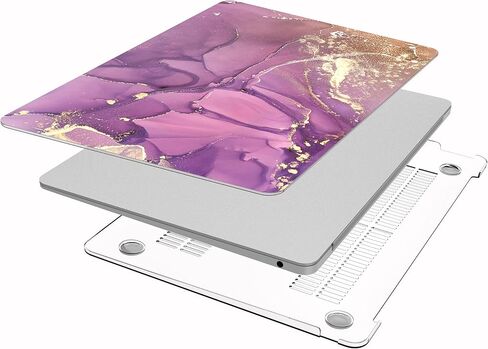 متوافق مع حافظة MacBook Air 13 بوصة إصدار 2020 2019 2018 A2337 M1 A2179 A1932 مع معرف اللمس Retina، وحافظات بلاستيكية صلبة ملونة وغطاء لوحة المفاتيح - أرجواني ذهبي in Saudi Arabia